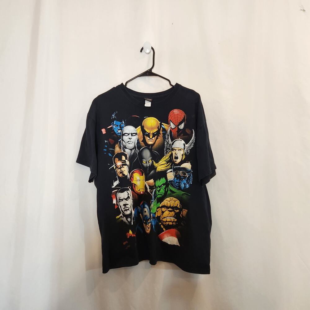 MAD ENGINE x MARVEL COMICS VTG Black Multi Large‎ Front Hit T Shirt Mens Large L